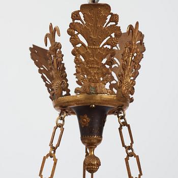 A Swedish Empire 19th century six-light hanging-lamp.