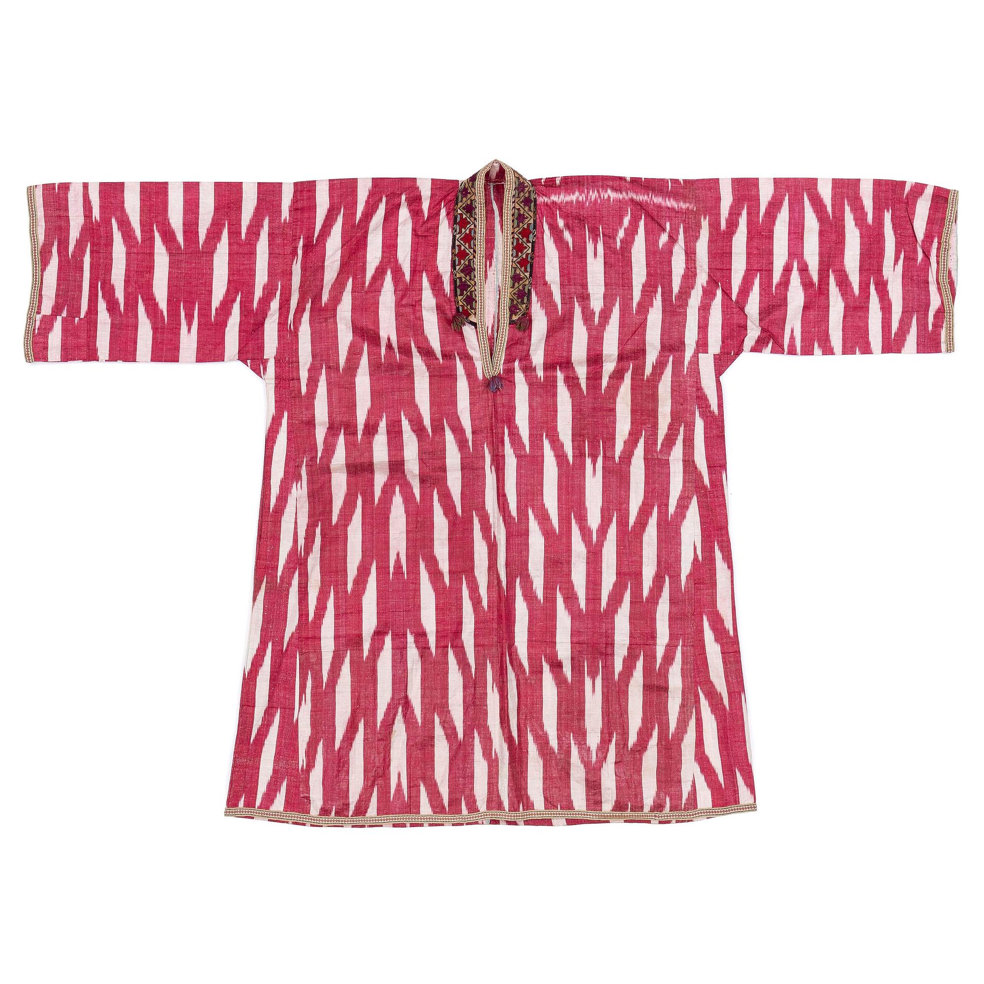 A silk and cotton Chapan, Ikat silk and cotton, Centralasien, 1880s.