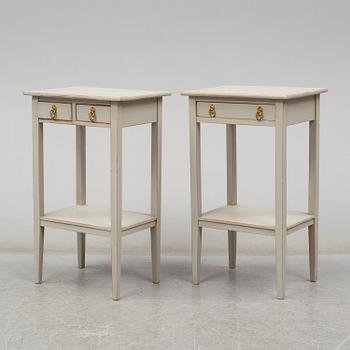 A pair of painted pine bedside tables, first half of the 20th Century.