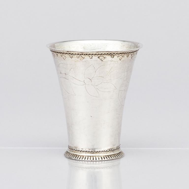 A Swedish 18th Century silver beaker, marks of Johan Steinfort, Stockholm 1758.