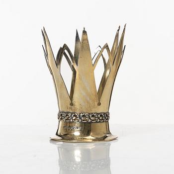 Brudkrona, delvis förgyllt silver, K & EC, Göteborg 1953.