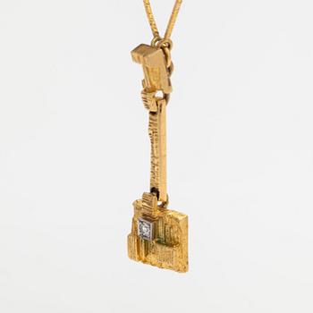 Björn Weckström, An 18K gold necklace "Thai" with an 8/8-cut diamond ca. 0.02 ct. Lapponia 1978.