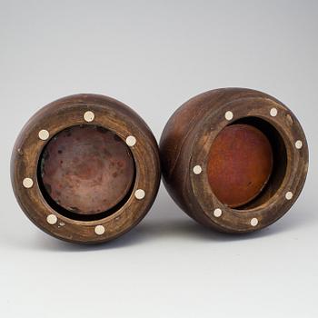 A pair of Japanese wooden flower pots, early 20th Century.