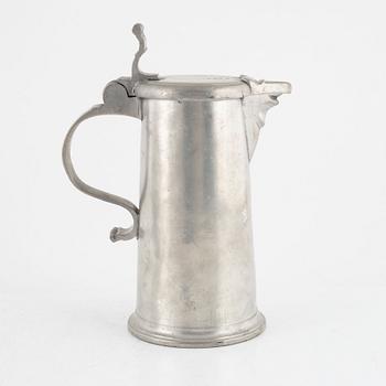 A pewter tankard, mark of C. Sauer I, Stockholm 1746.