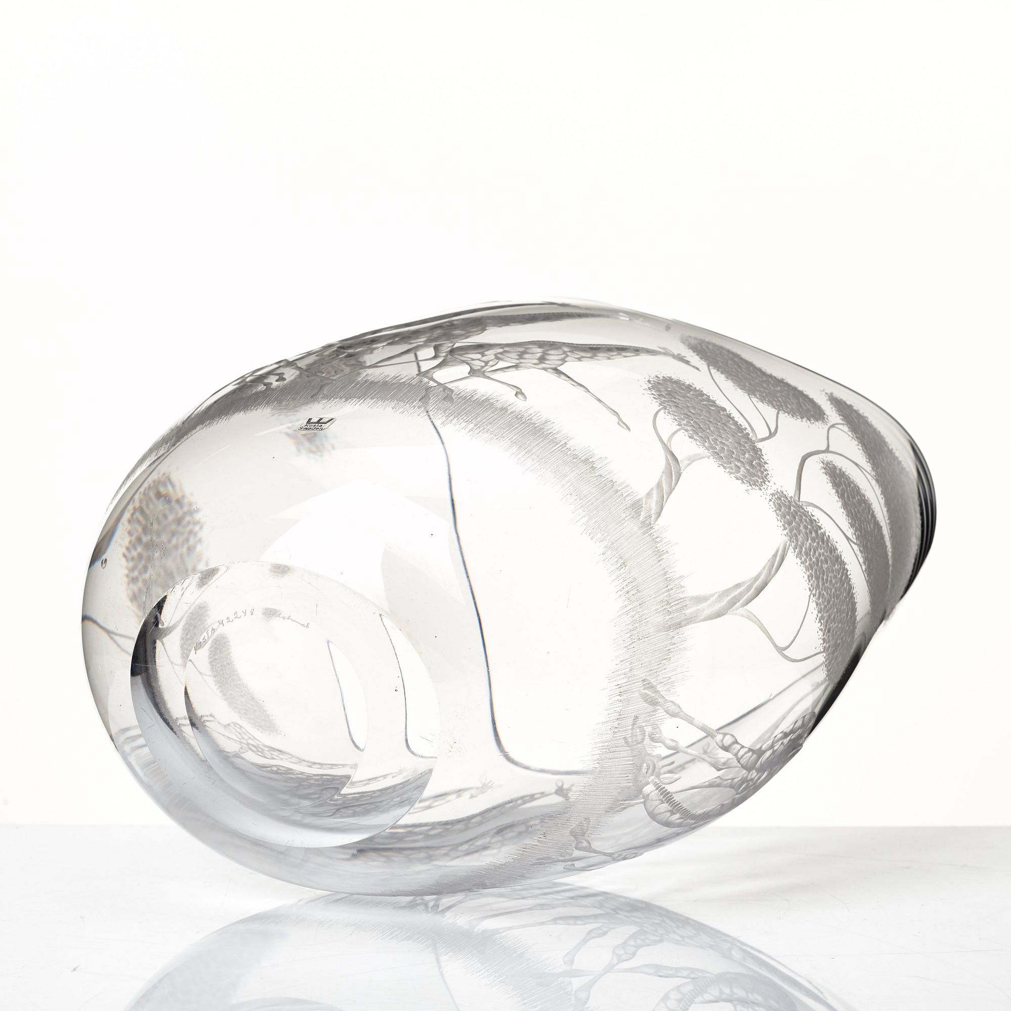 Vicke Lindstrand, vas "Högvilt" (Safari), Kosta, 1950-60-tal.