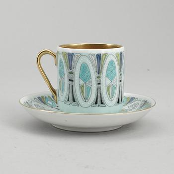 MOCKAKOPPAR MED FAT, 12 st, porslin, "Leila", Arabia, Finland 1900-talets andra hälft.