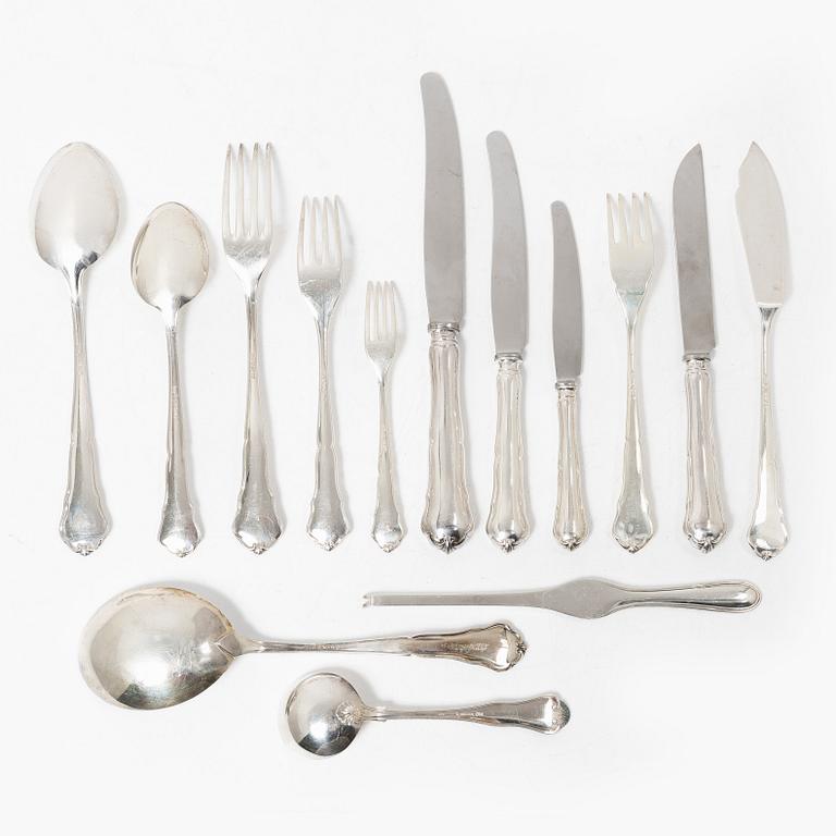 A 139 piece 'Hansa' silver cutlery service, mostly C.G. Hallberg, Mid 20th Century.