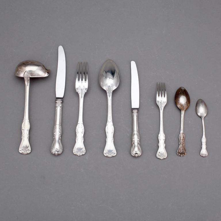 BESTICKSERVIS, 174 delar, silver, GAB, Stockholm, vikt 4658 gram exklusive knivar med stålblad.