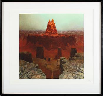 Zdzislaw Beksinski · ZDZISLAW BEKSINSKI, färglitografi, signerad, numrerad 13/74.