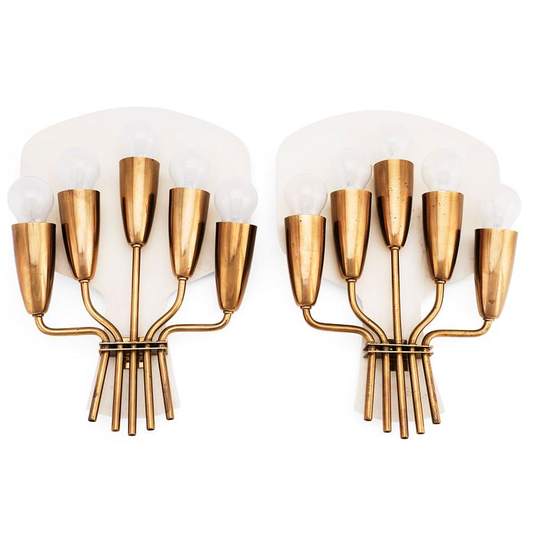 Harald Notini, a pair of wall sconces, model "8772/5", Arvid Böhlmarks Lampfabrik, Sweden 1950s.