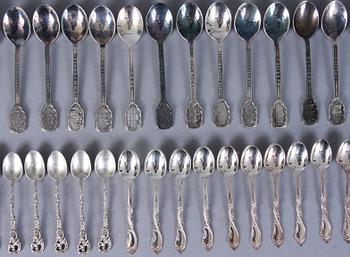 PARTI SKEDAR, 128 st, silver, mest Sverige, 1900-tal. Tot vikt 1240 g.