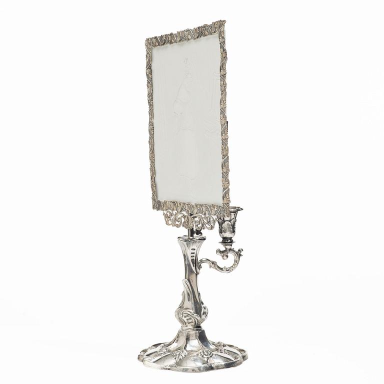 Christian Hammer, a silver liophane-screened reading-candlestick, Stockholm 1864.
