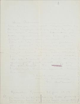 JOHN BAUER (1882-1918), egenhändigt brev med namnteckning, dat Björkudden Gränna 25 juli 1917.