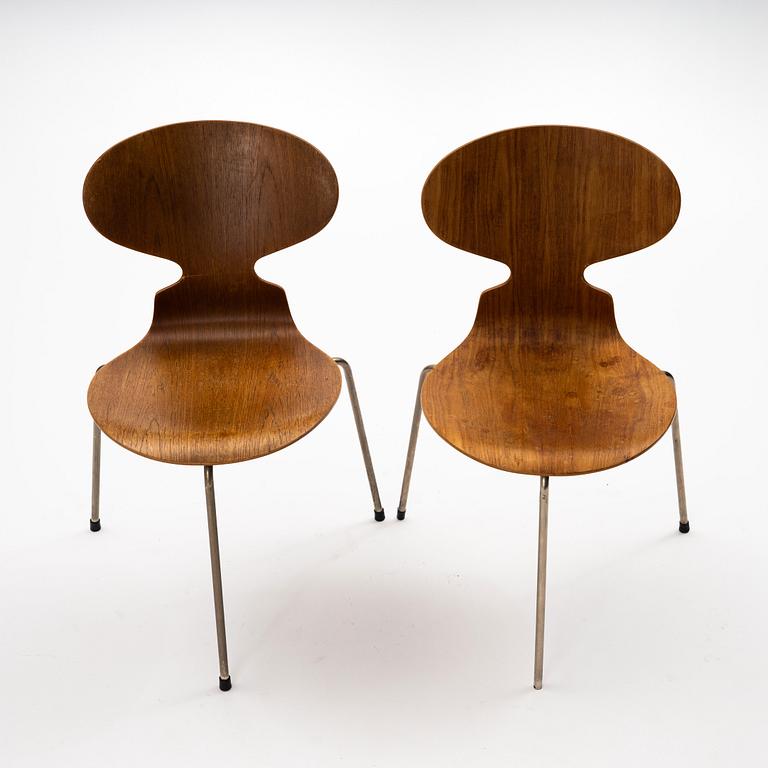 Arne Jacobsen, stolar, ett par, "Myran", Fritz Hansen, Danmark 1950-60-tal.