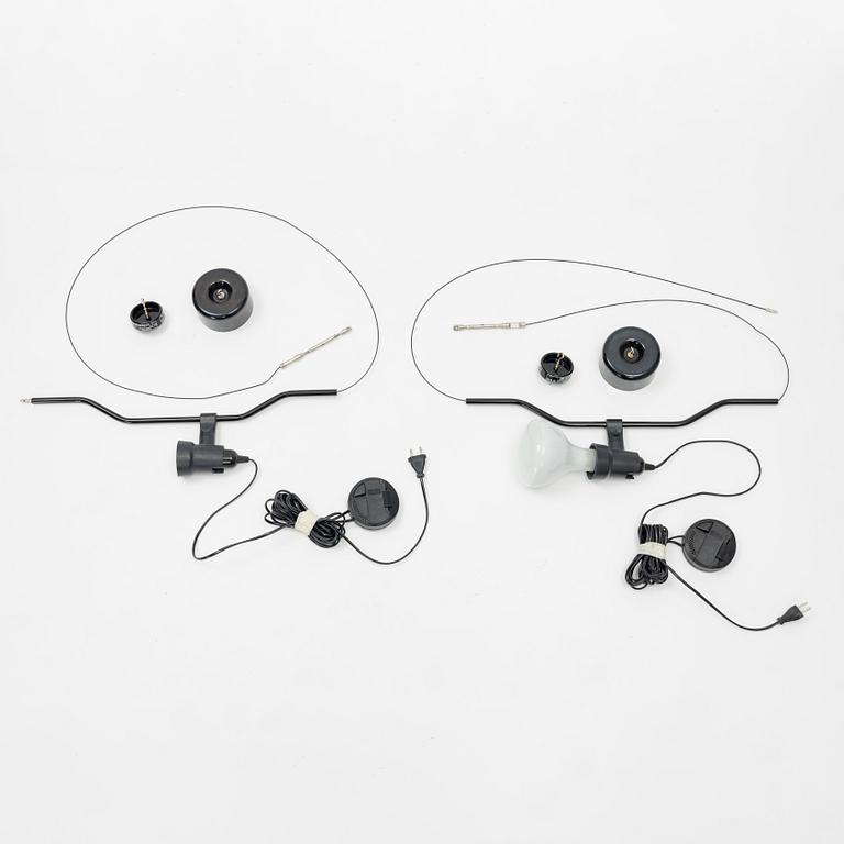 Achille Castiglioni & Pio Manzu, floor lamps/ceiling lamps, a pair, "Parentesi", Flos, Italy.