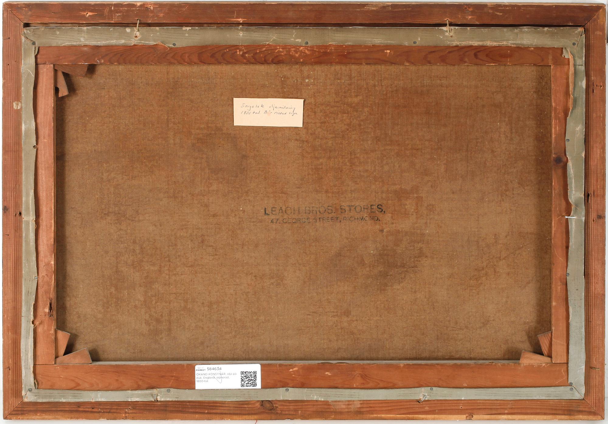 OKÄND KONSTNÄR, olja på duk, England, signerad, 1800-tal.