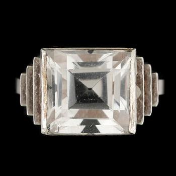 RING, sterling silver och bergkristall, Wiwen Nilsson, Lund 1948.