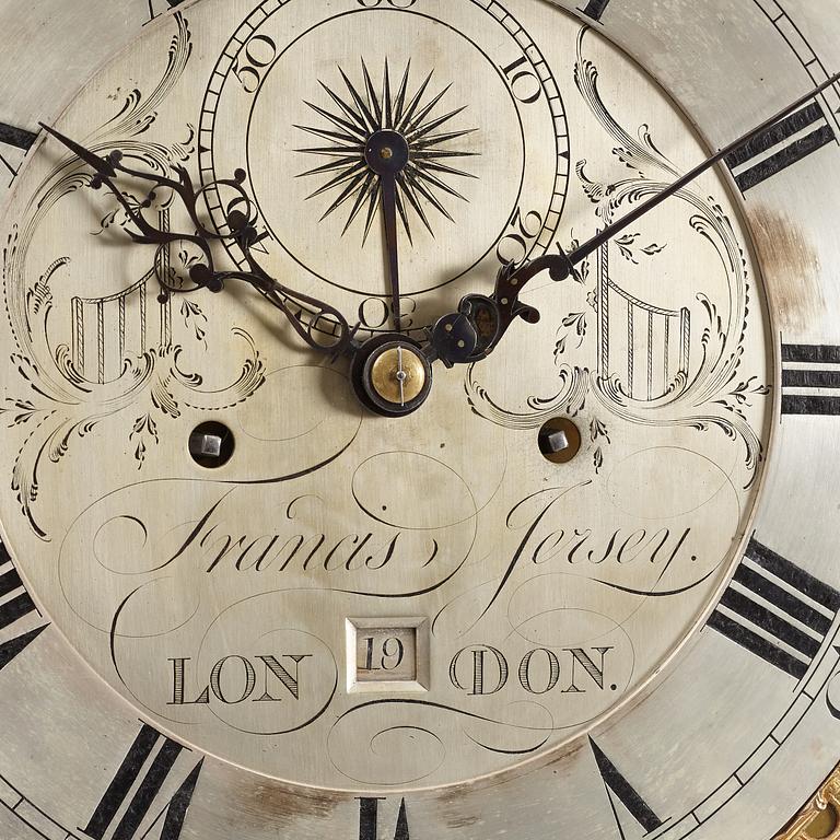 A Georgian longcase clock, around 1800, the dial signed Francis Jersey.