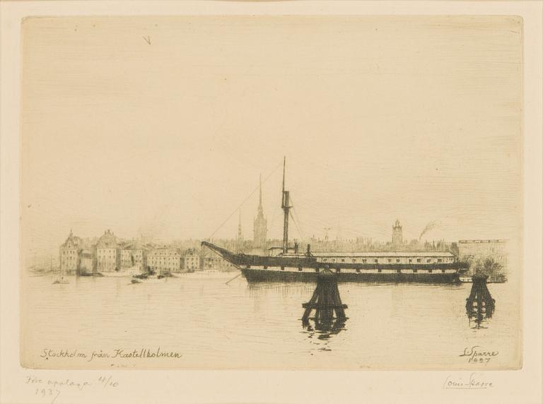 Louis Sparre, etching, signed in pencil and marked 'före upplaga 4/10, 1937'.