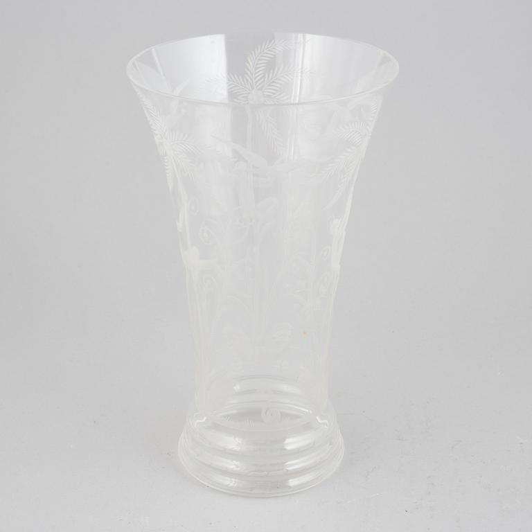 Edward Hald, a glass vase, 'Urskogen', Orrefors, numbered 378.