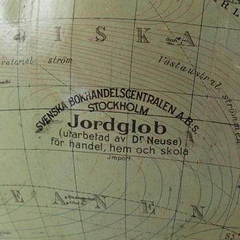 Jordglob, Svenska Bokhandelscentralen, Stockholm, 1900-talets mitt.