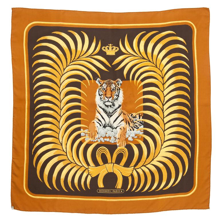 HERMÈS, a silk scarf, "Le Tiger Royale".