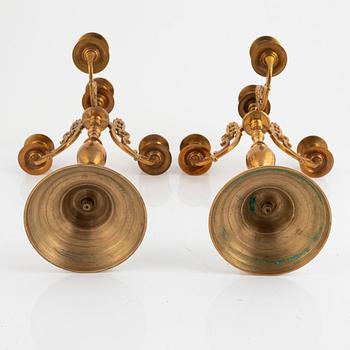 A pair of brass candelabra, Gusum, circa 1900.