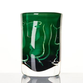 Ingeborg Lundin, an "Ansikten" (Faces) ariel glass vase, Orrefors, Sweden 1979.