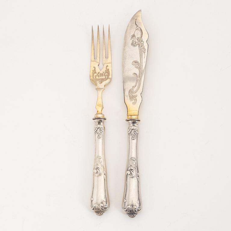 8+8 German silver fish cutlery, early 20th century.