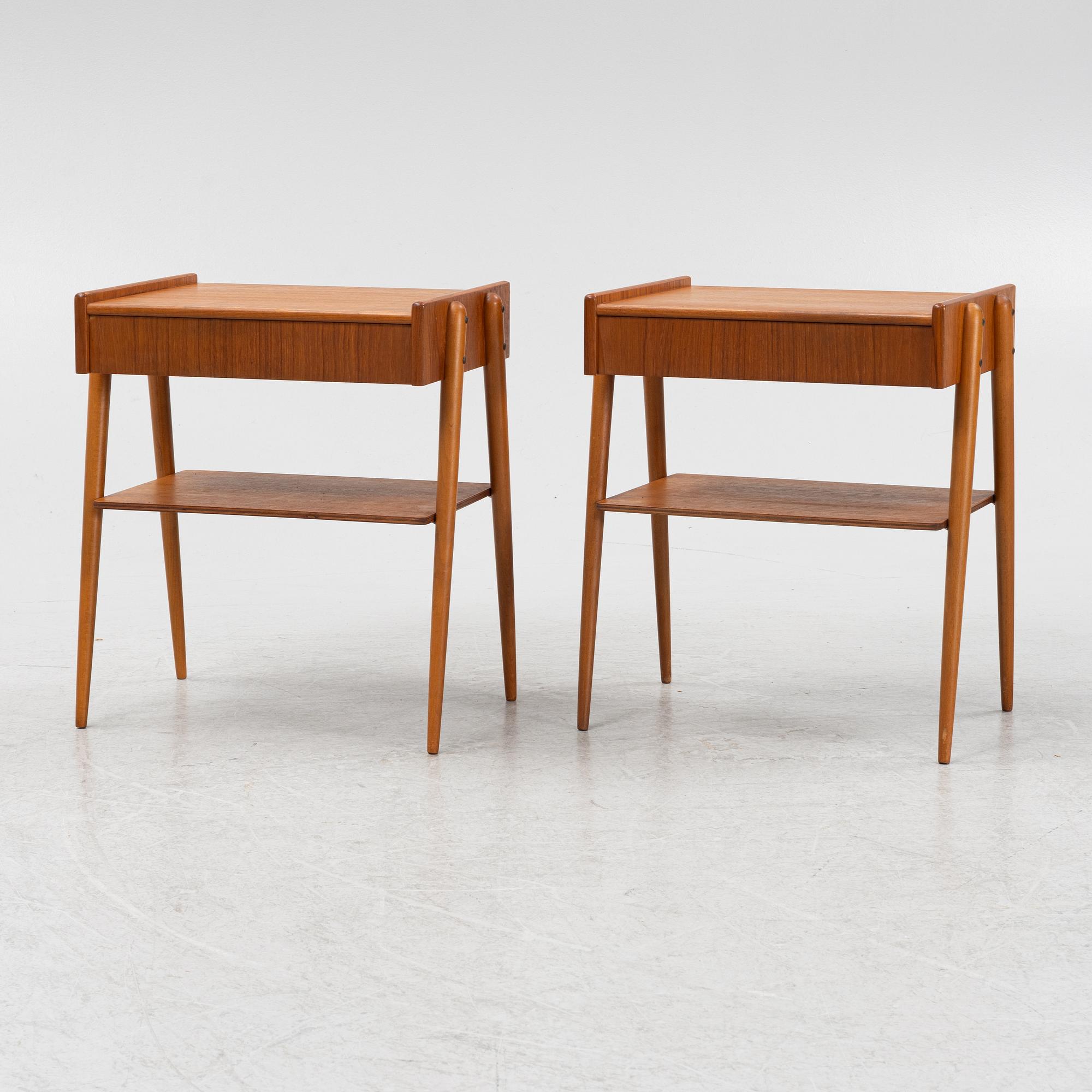 Sängbord ett par, Carlströms & Co, Möbelfabrik, Bjärnum, 1950/60-tal.