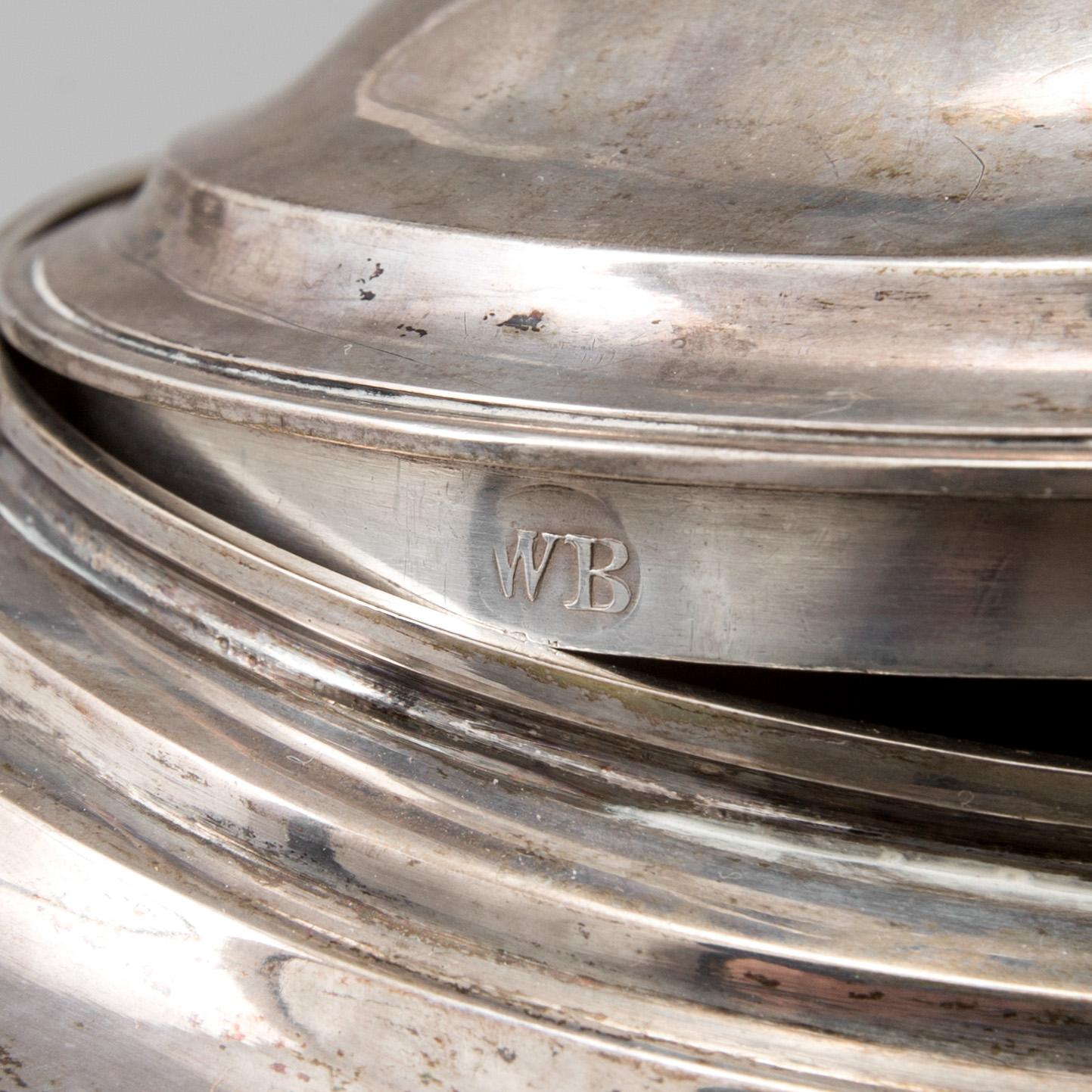 SOCKERSKÅL, silver, Carl Petter Lampa, Stockholm 1824. Vikt ca 780 gram.