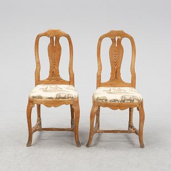 A pair of late baroque/rococo chairs, 18th century.
