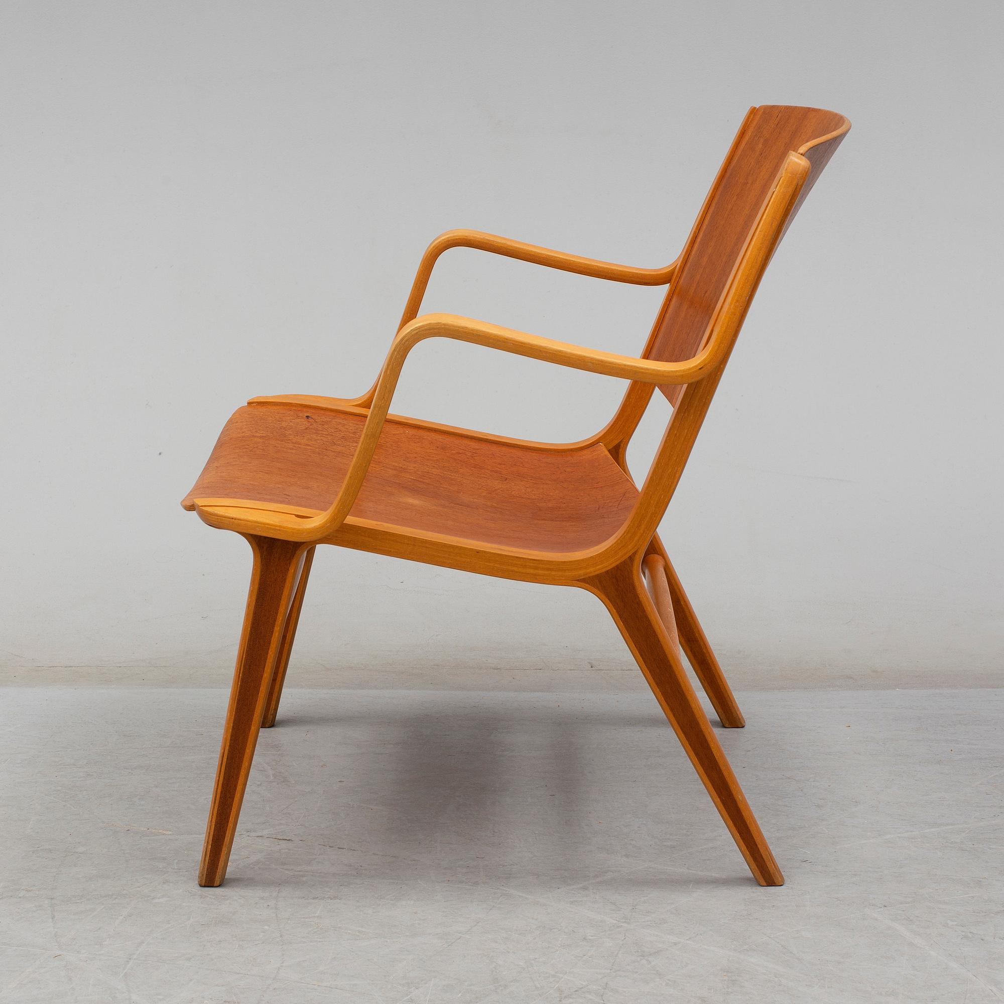 PETER HVIDT & ORLA MØLGAARD NIELSEN, a teak and beech 'Ax-chair', designed 1947, Fritz Hansen.