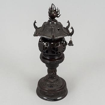 A 20th century Japanese bronze light holder pagoda.