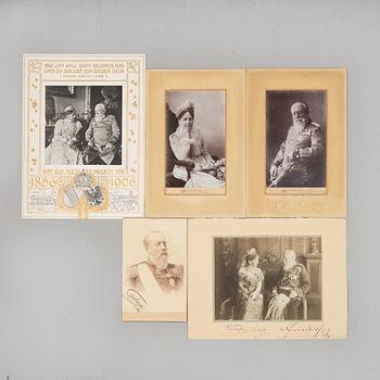 German royal photographs, 4 pcs, Frederick I and Louise of Baden, signed by hand.