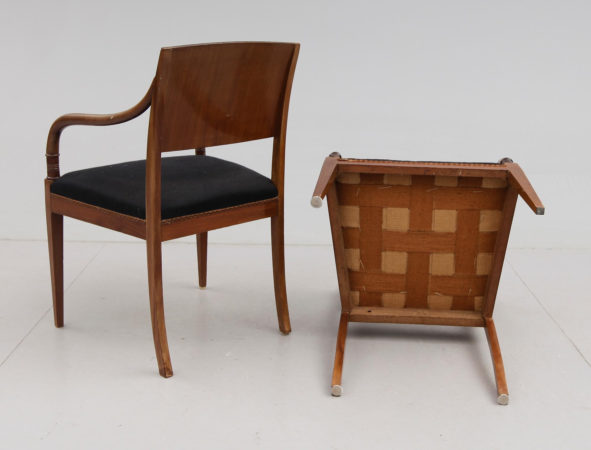 KARMSTOLAR, 4 st, empire, Danmark, 1800-talets första hälft.