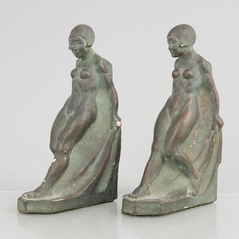 Erik Elenius, a pair of Swedish Grace bookends, 1920's.