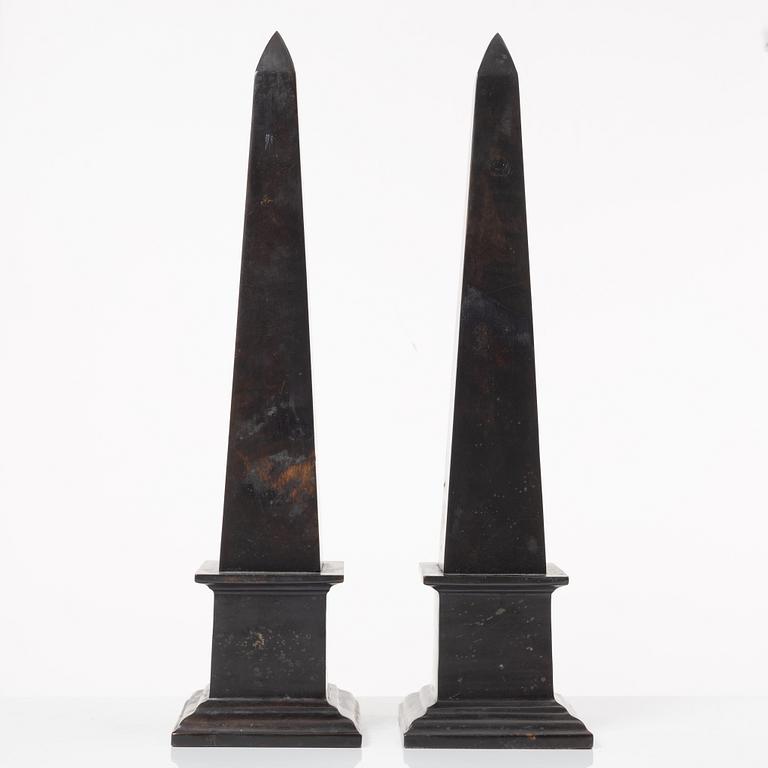 A pair of Obelisks, 20th century.