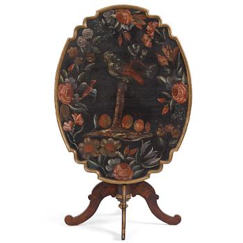 28. A Swedish late-Baroque polychrome-painted tilt-top table, first part 18th century.