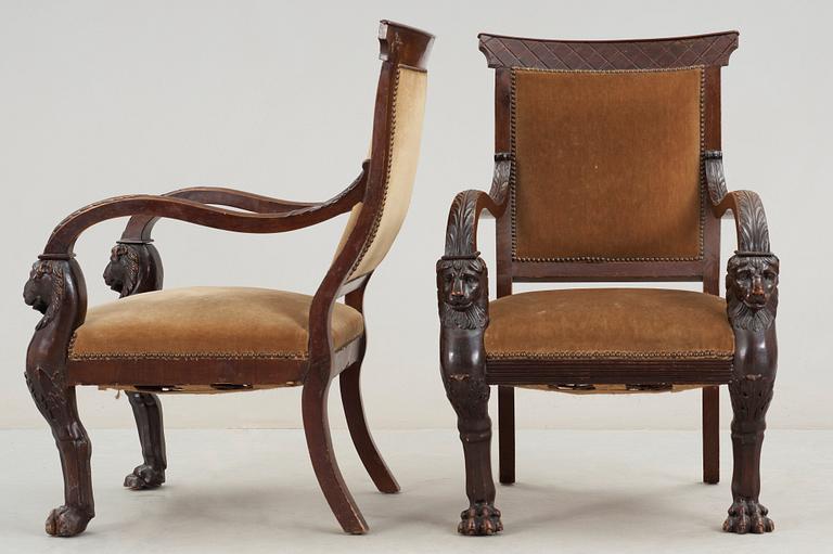 A pair of Russian/Baltic 19th century armchairs.