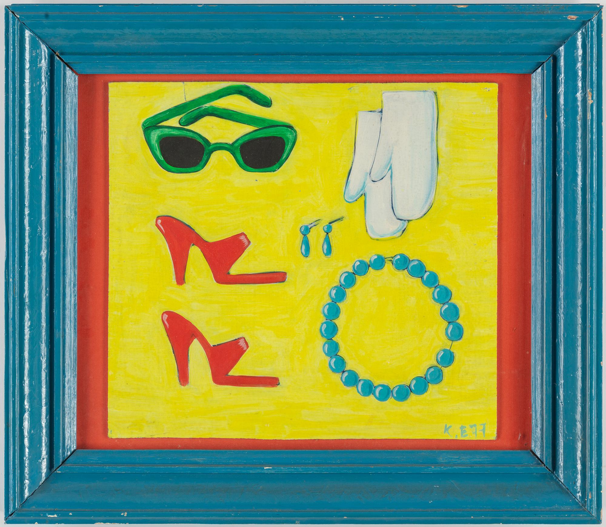 KRISTINA ELANDER, mixed media on panel, signed and dated -77.