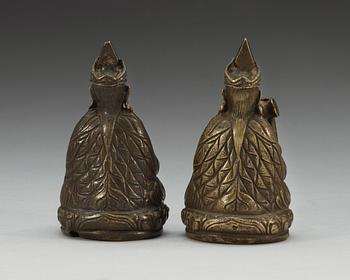 Two Indian bronze figures of dignitaries, 19th Century.
