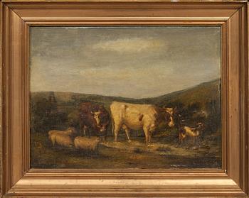 OKÄND KONSTNÄR, 1800-tal, olja uppfodrad på masonit, ej signerad.