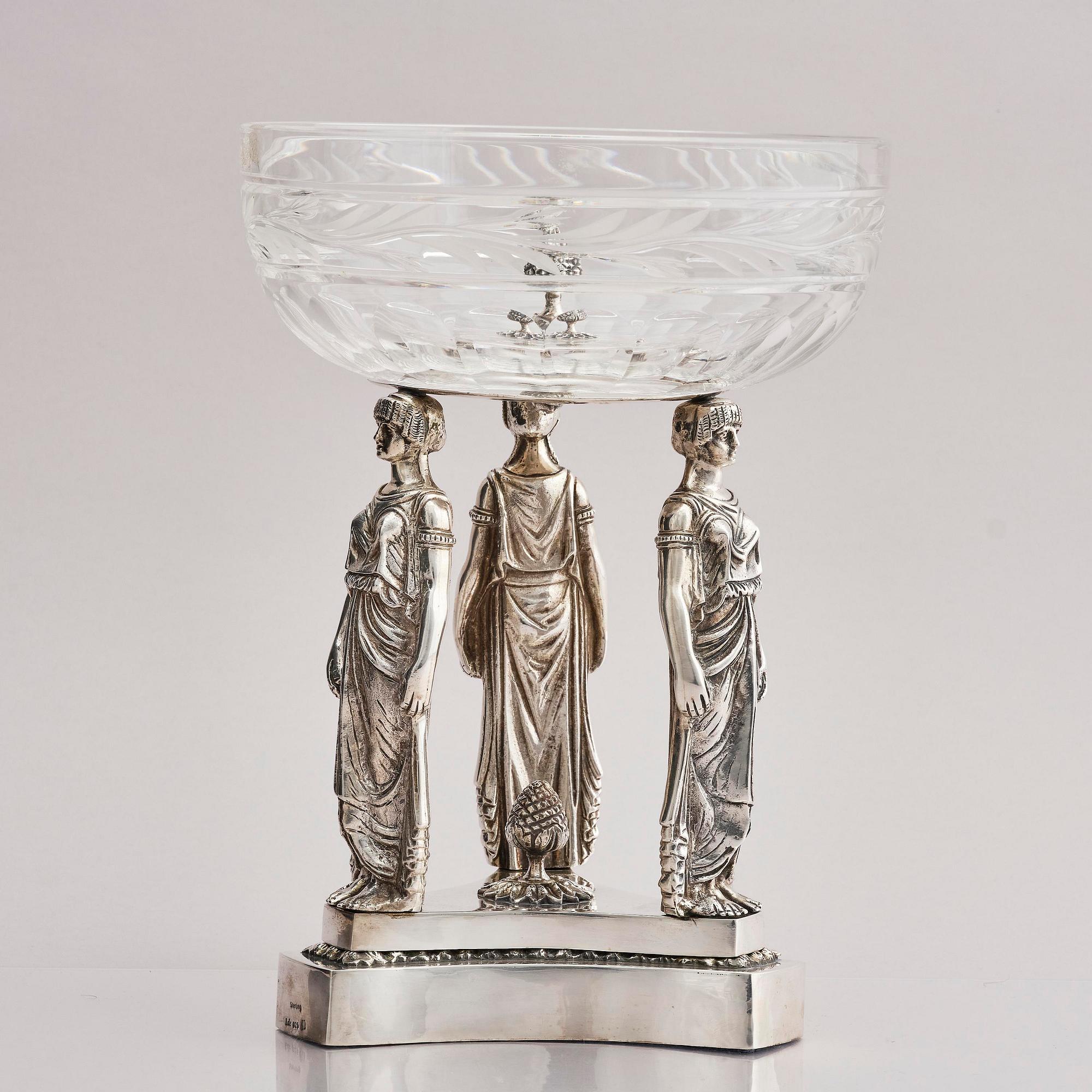 Lale Silverware & Co Ltd, uppsatsskål, sterling silver och glas, Istanbul, Turkiet, 1900-tal.