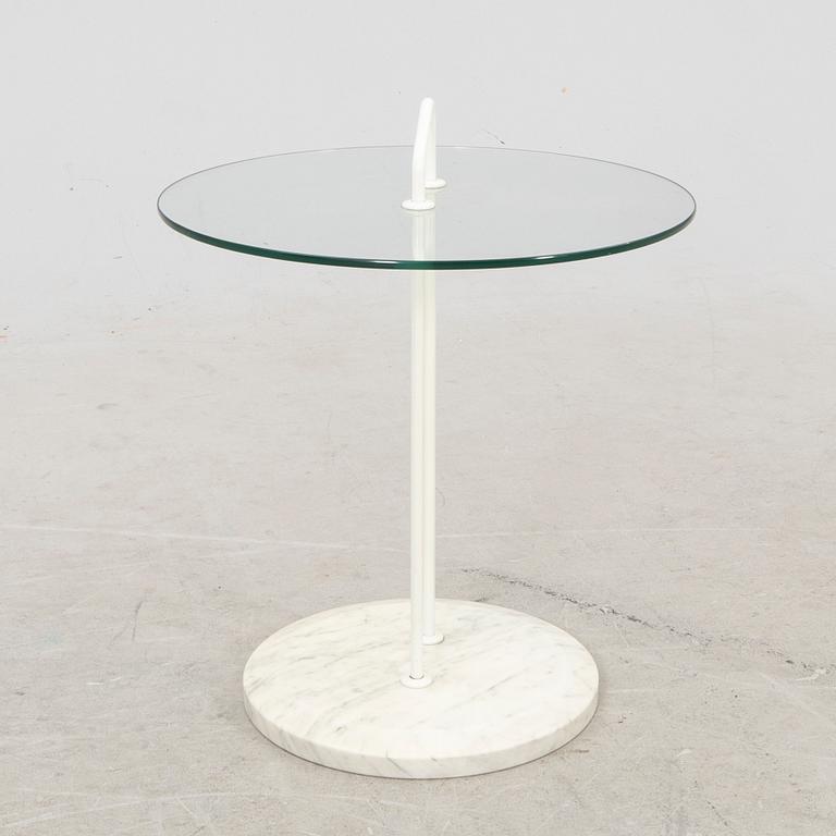 A late 20th century marble and glass side table.