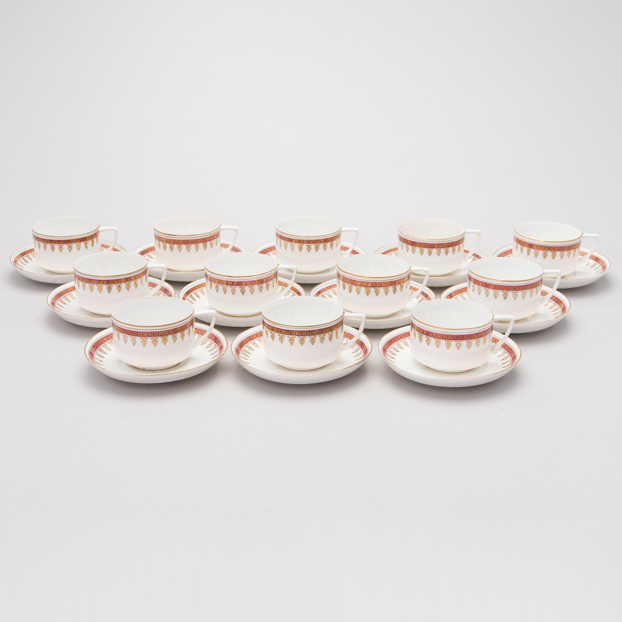 A late 19th Century 16-piece Russian Porcelain Tea Set by Gardner.