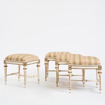 A set of four Gustavian stools by J E Höglander (master in Stockholm 1777-1813).