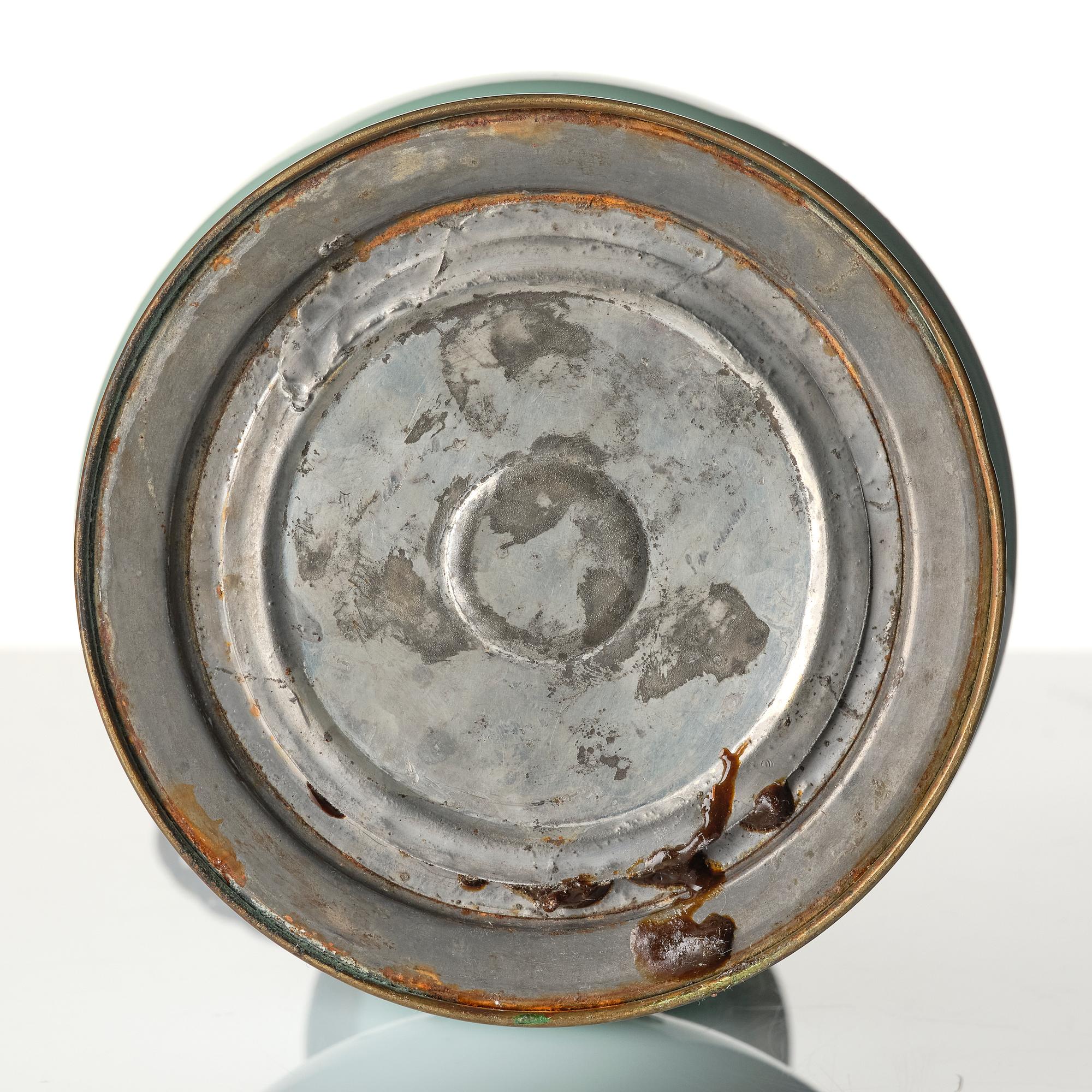 A celadon vase made into a lamp, circa 1900.