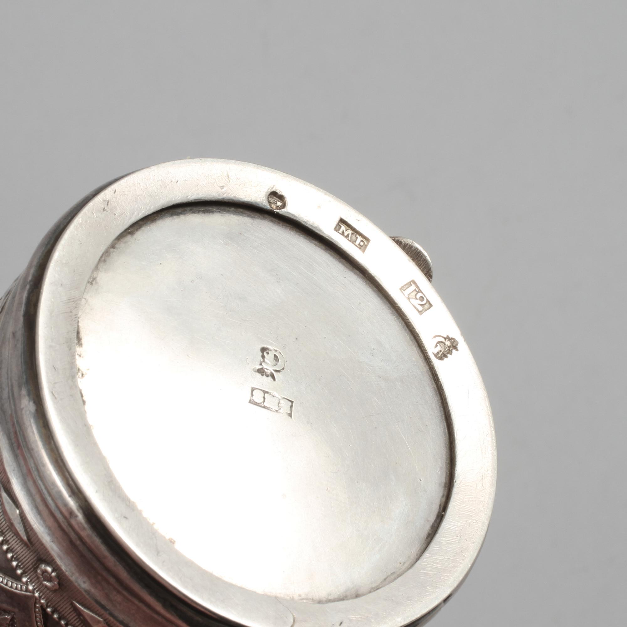 SENAPSKANNA, silver, Melchior Faust, Göteborg, gustaviansk, 1791, vikt 120 gram.