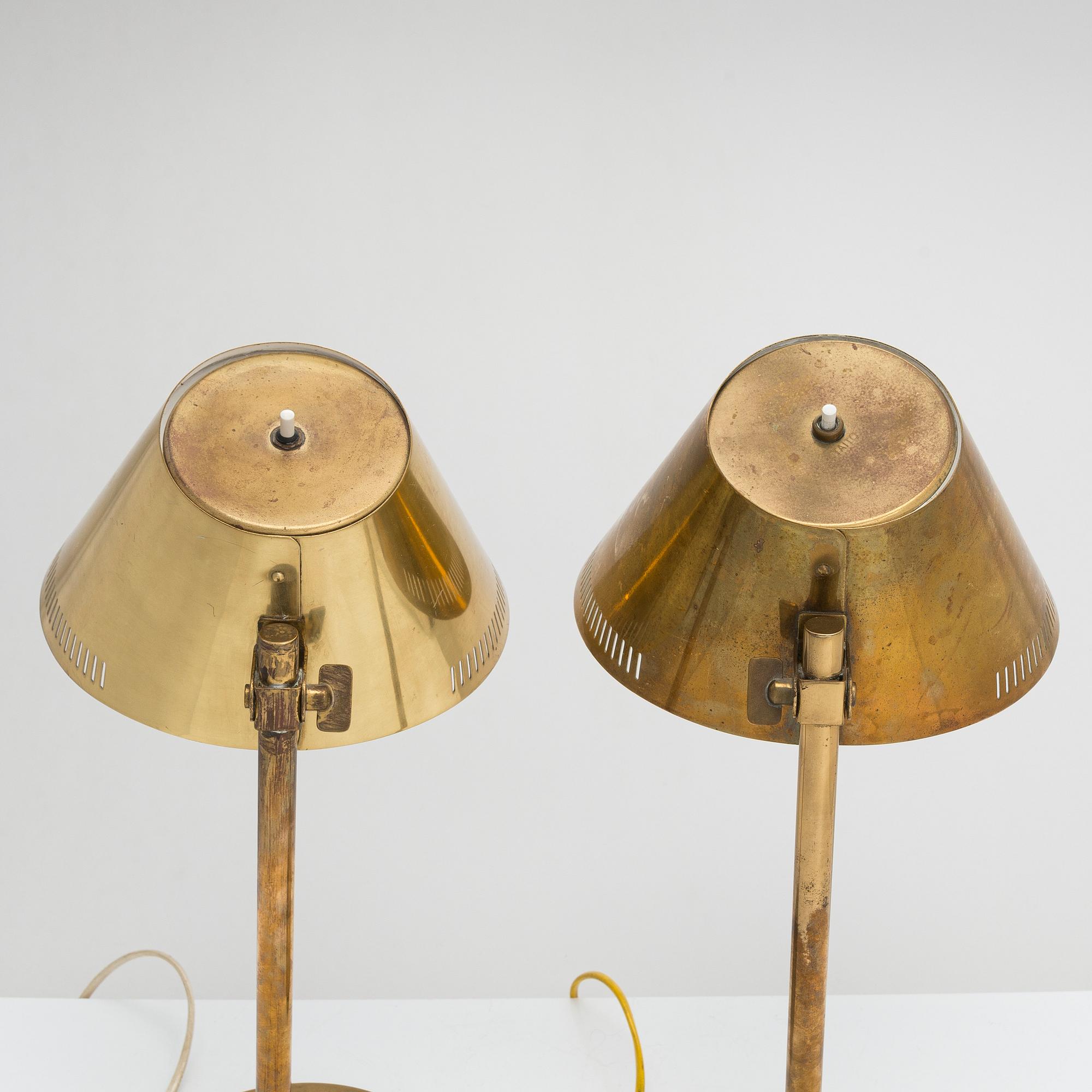 Paavo Tynell, two mid-20th century '9227' table lamps for Taito and Idman.